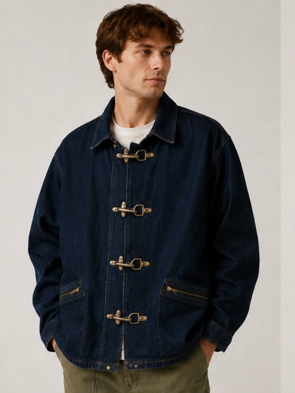 Ralph Lauren Denim Supply Men's Utility Clasp Oversized Denim Barn Jacket Size L